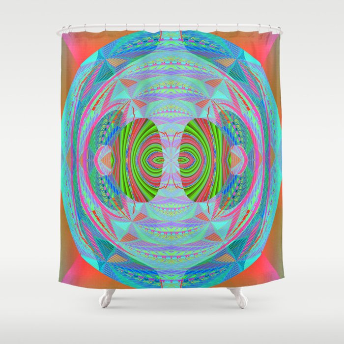 African Print Inspired Geometric Trip Shower Curtain By