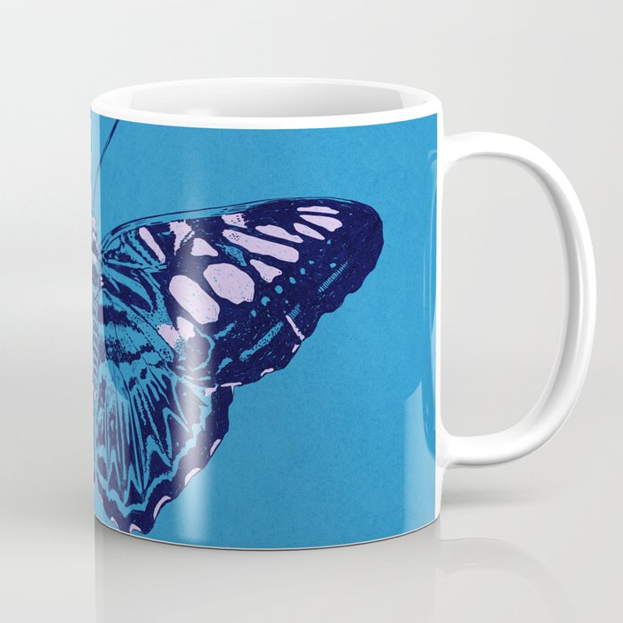 Inked Detailed Butterfly Blue Coffee Mug