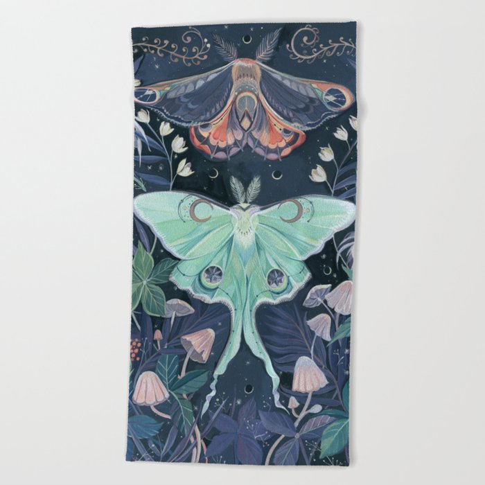 Luna Moth Beach Towel by Clara McAllister | Society6