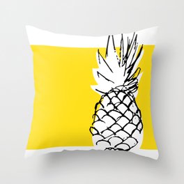 Ananananananananas on a yellow background Throw Pillow
