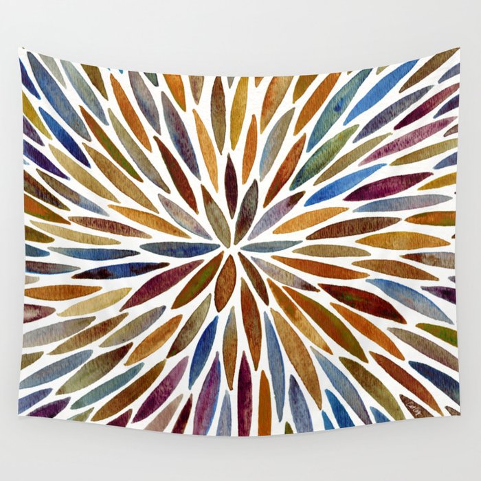Watercolor Burst – Retro Palette Wall Tapestry