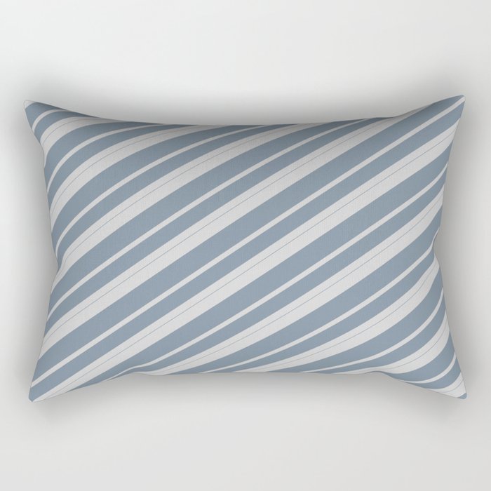 Light Gray & Light Slate Gray Colored Lined Pattern Rectangular Pillow