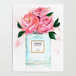 Paris perfume Floral Art Poster