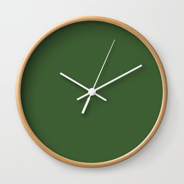 Dark Green Solid Color Pantone Courtyard 18-0226 TCX Shades of Green Hues Wall Clock