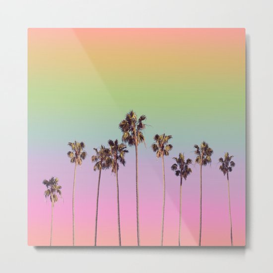 palm trees rainbow vintage Metal Print