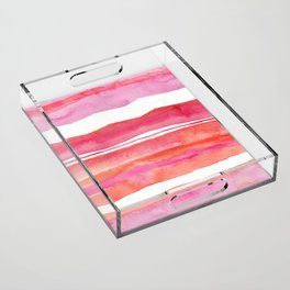 Watercolor summer pink and orange 002 Acrylic Tray