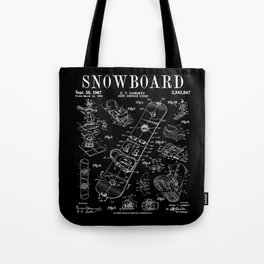 Snowboard Winter Snowboarding Vintage Patent Drawing Print Tote Bag