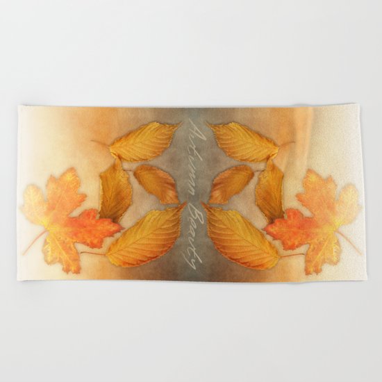 Autumn leaves in yellow and orange Beach Towel