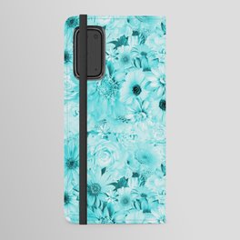 phthalo turquoise floral bouquet aesthetic cluster Android Wallet Case