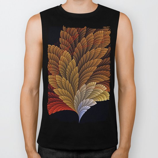 Decorative featherly pattern fan Biker Tank