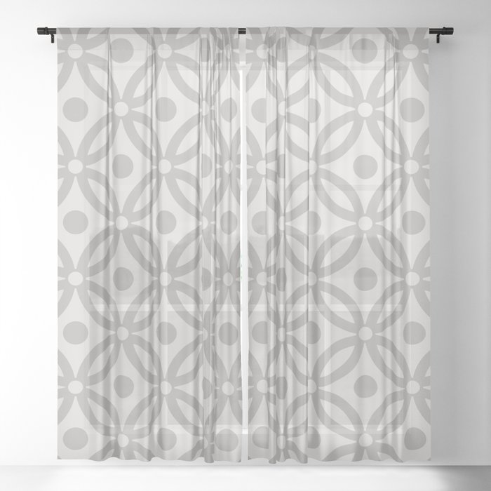 Pretty Intertwined Ring and Dot Pattern 637 Gray Sheer Curtain
