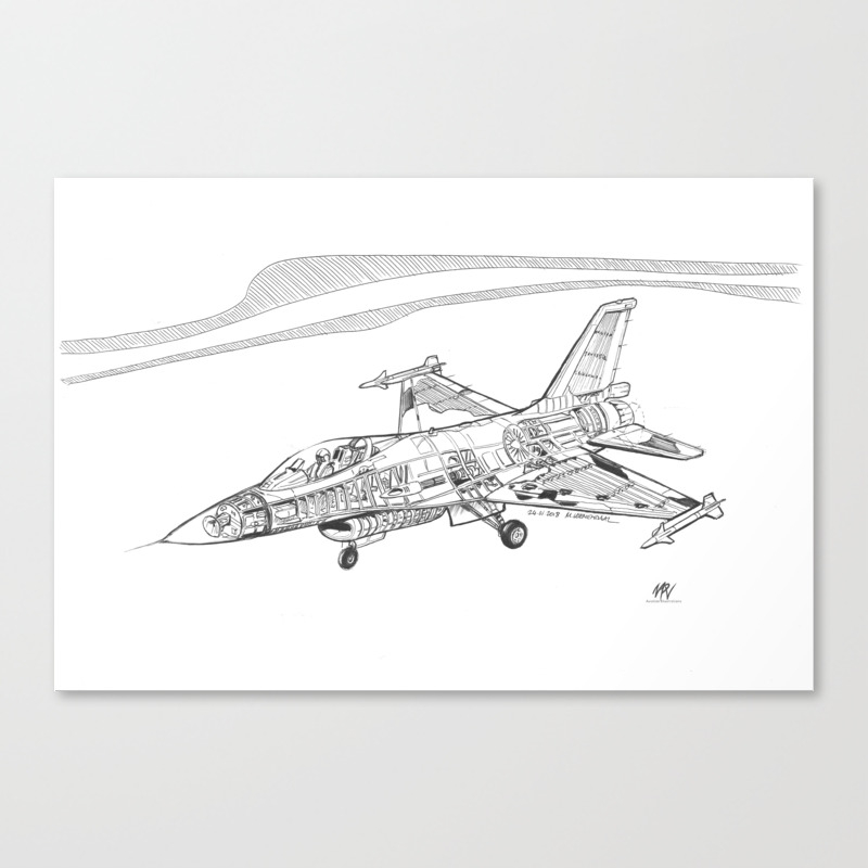 F16 Cutaway Freehand Sketch Canvas Print By Marc Mpv Society6
