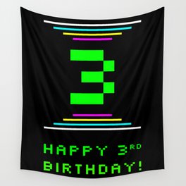 [ Thumbnail: 3rd Birthday - Nerdy Geeky Pixelated 8-Bit Computing Graphics Inspired Look Wall Tapestry ]