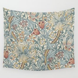William Morris Vintage Golden Lily Soft Slate & Manilla Wall Tapestry
