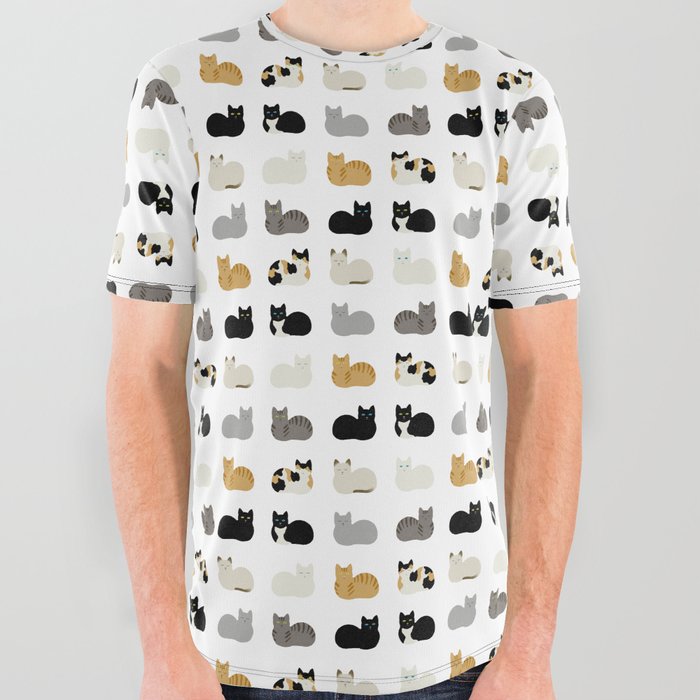 Cat Loaf 2 - White Ground All Over Graphic Tee
