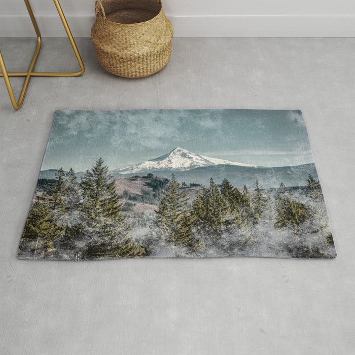 Frosty Mountain - Nature Photography Rug