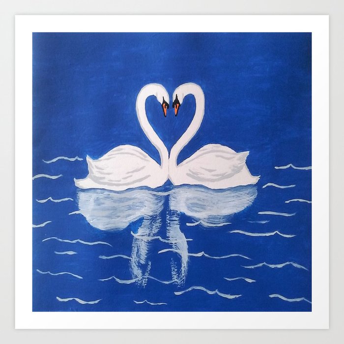 Beautiful Love Swans Art Print