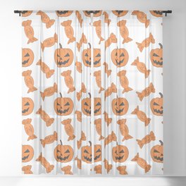Halloween Pumpkins Pattern Sheer Curtain