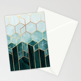 Teal Hexagons Stationery Card