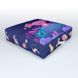 Coral axolotl Outdoor Floor Cushion