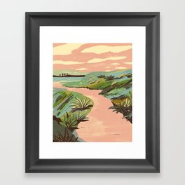 Pink Hill Landscape Framed Art Print
