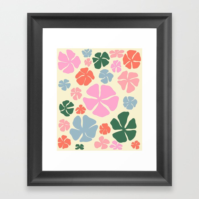 Groovy flowers Framed Art Print