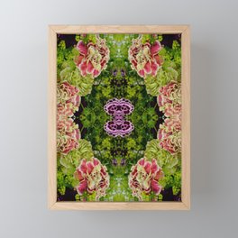 Cosmic Symmetric Green Purple Pink Floral Pattern Framed Mini Art Print