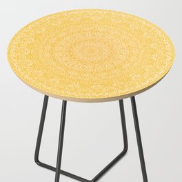 The Most Detailed Intricate Mandala (Mustard Yellow) Maze Zentangle Hand Drawn Popular Trending Side Table