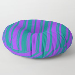 [ Thumbnail: Purple & Teal Colored Stripes Pattern Floor Pillow ]