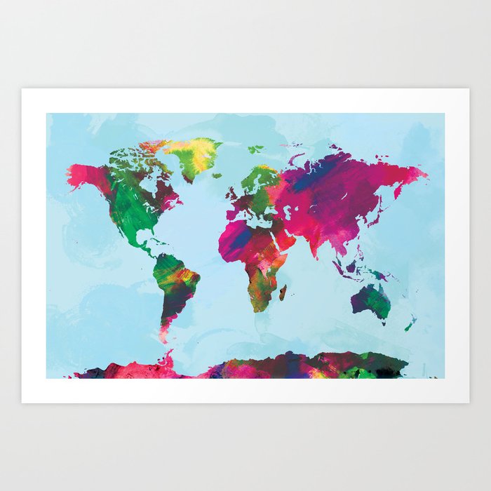 Watercolor World Map Art Print