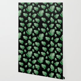Wonderful Colocasia Plant Indoor House Plant Pattern On Black Wallpaper