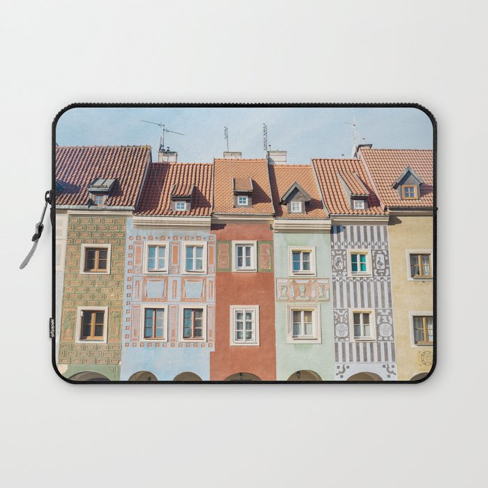 Poznan Old Town | Poland Travel Photography | Colorful Architecture Art | Row of Houses Laptop Sleeve