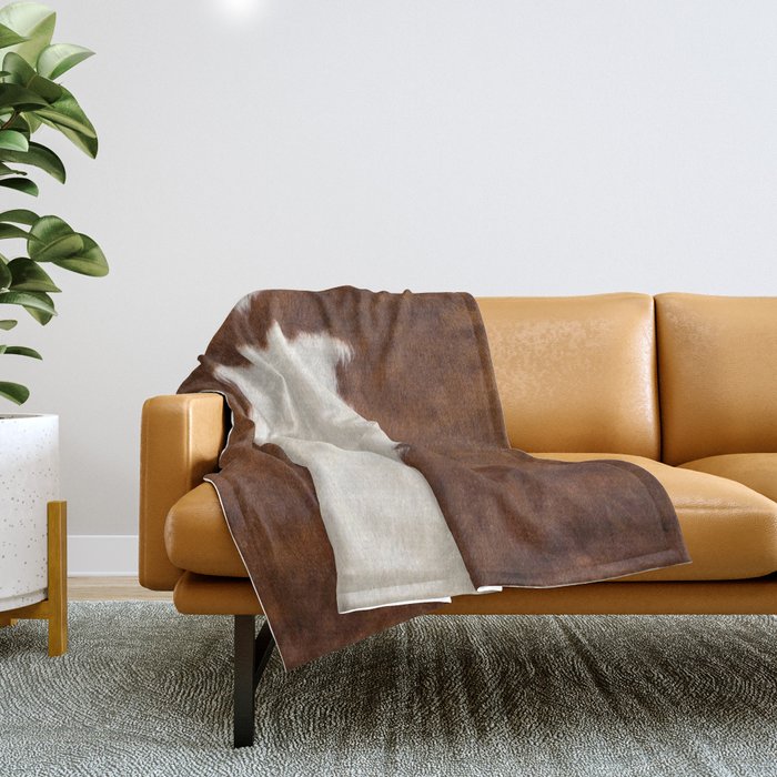 Faux Cowhide With White Spot Throw Blanket
