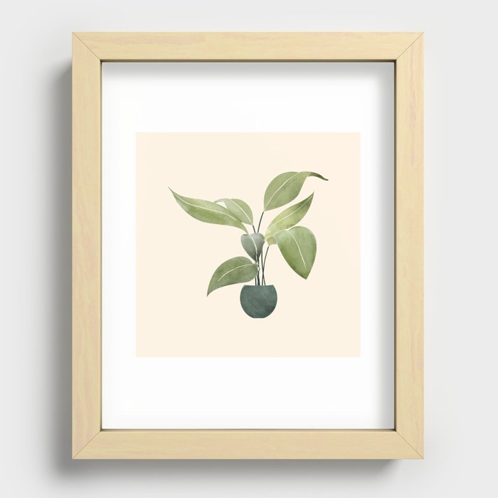 Watercolor potted plant Recessed Framed Print
