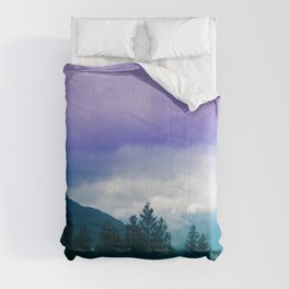 Dreamy Purple Teal Mountain Landscape #1 #wall #art #society6 Comforter