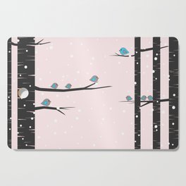 Cute birds on pink background Cutting Board