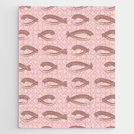 Swimming Fishes Pattern Pink Background Jigsaw Puzzle