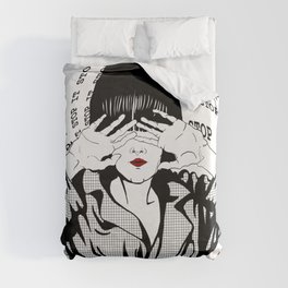  Stop it. Cover face with hands. Duvet Cover