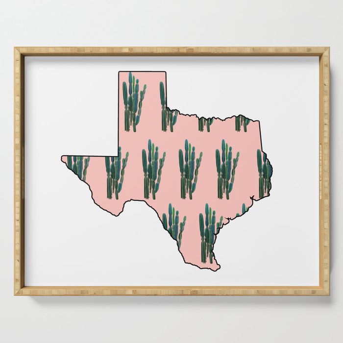 Pink Cactus Texas Serving Tray