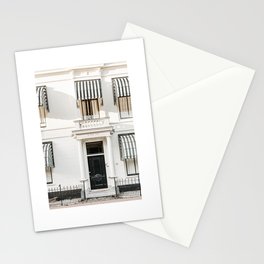 Black door with striped awnings. Minimalistic print - fine art photography Stationery Cards