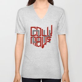 Ohio Shaped Columbus (Scarlet & Grey) V Neck T Shirt
