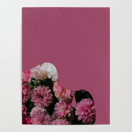 Paint Dripping Picture of Pink Flowers (1/2) Poster