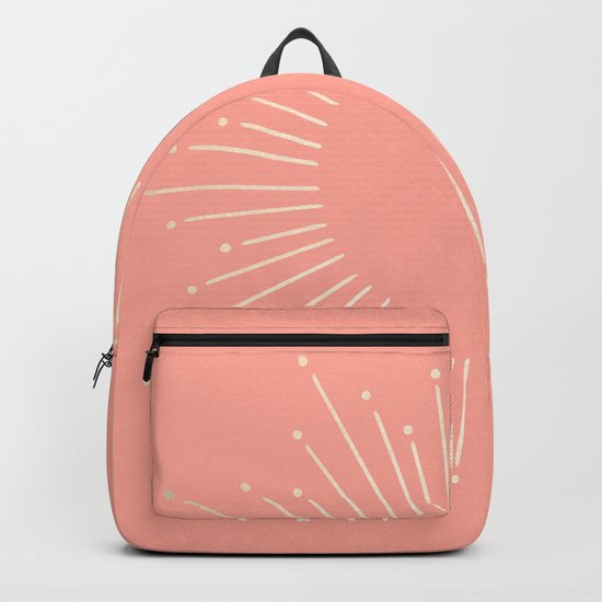 Simply Sunburst in White Gold Sands on Salmon Pink Backpack