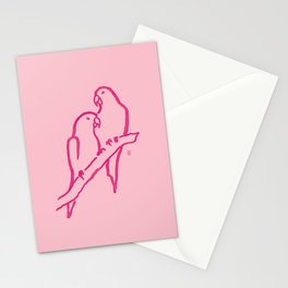 Lovebirds on Pink Stationery Cards