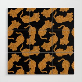 Chinese tiger pattern. Zodiac sign design. Animal silhouette. Horoscope symbol Wood Wall Art