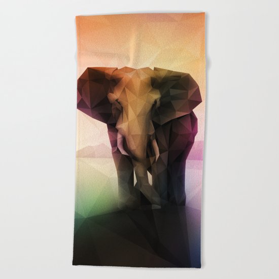 Elephant (Low Poly Multi) Beach Towel