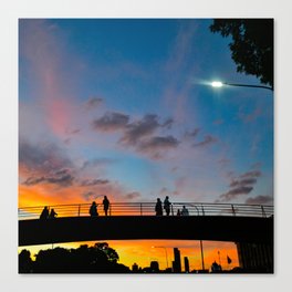 Argentina Photography - Magical Sunset Over The Silhouette Of The Bridge Canvas Print