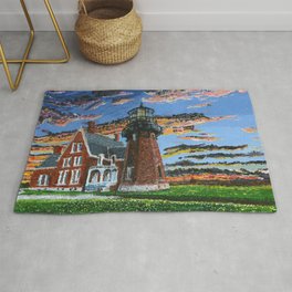 Block Island South Lighthouse Painting Rug