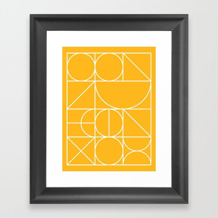 Modern Geometric 77 Yellow Framed Art Print
