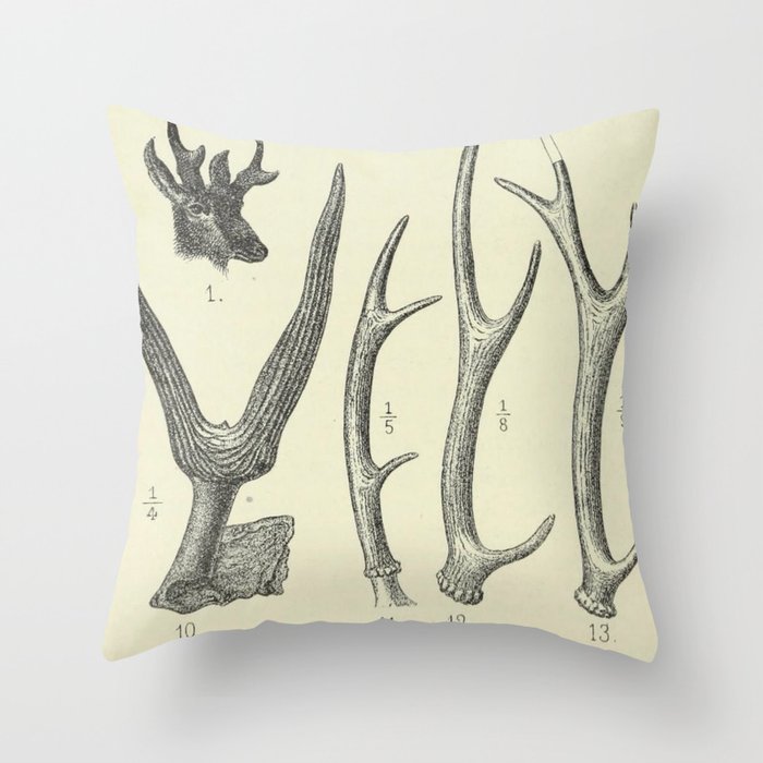 Vintage Antlers Throw Pillow